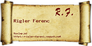 Rigler Ferenc névjegykártya